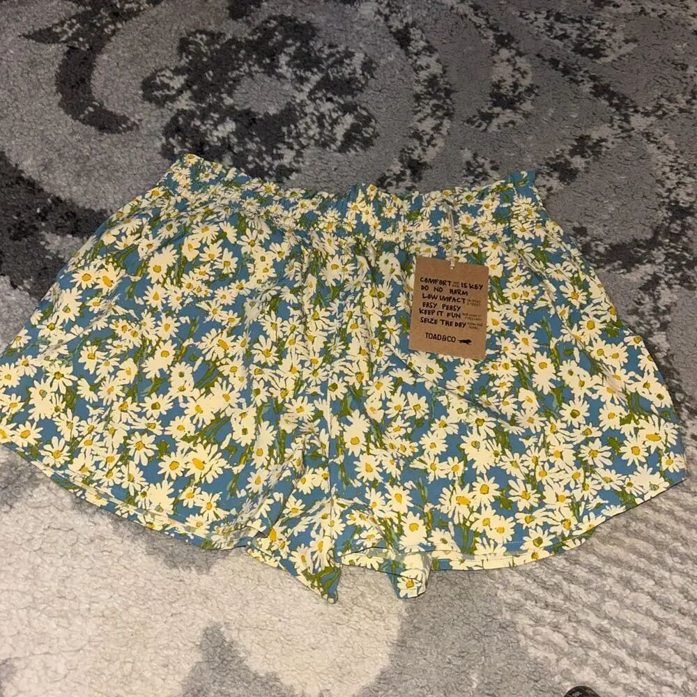 Toad & Co Sunkissed Pull On Shorts Women's Small Blue Glacier Daisy Field Print - Picture 4 of 10
